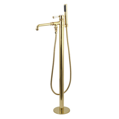 Kingston Brass KS7035DPL Paris Freestanding Tub Faucet with Hand Shower,