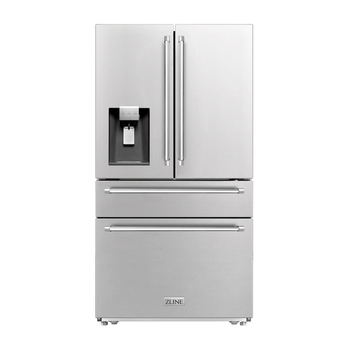 ZLINE 36" 21.6 cu. ft Freestanding French Door Refrigerator with Water and Ice Dispenser in Fingerprint Resistant Stainless Steel (RFM-W-36)