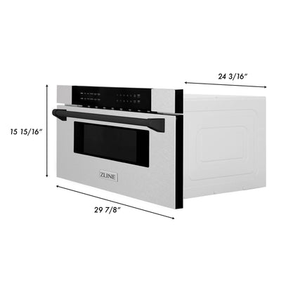 ZLINE Autograph Edition 30" 1.2 cu. ft. Built-In Microwave Drawer in Fingerprint Resistant Stainless Steel with Accents (MWDZ-30-SS-CB)