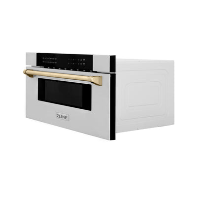 ZLINE Autograph Edition 30" 1.2 cu. ft. Built-In Microwave Drawer in Stainless Steel with Accents (MWDZ-30)