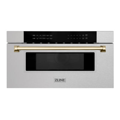 ZLINE Autograph Edition 30" 1.2 cu. ft. Built-In Microwave Drawer in Fingerprint Resistant Stainless Steel with Accents (MWDZ-30-SS-CB)