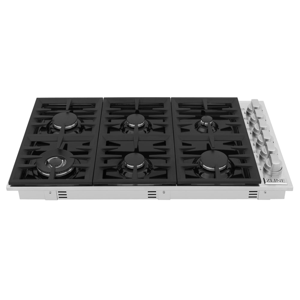 ZLINE 36" Dropin Gas Stovetop with 6 Gas Burners and Black Porcelain Top (RC36-PBT)