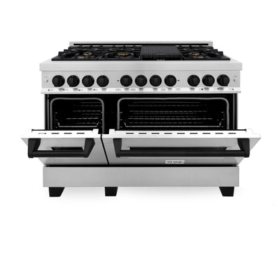 ZLINE Autograph Edition 48" 6.0 cu. ft. Dual Fuel Range with Gas Stove and Electric Oven in Stainless Steel with Accents (RAZ-48)