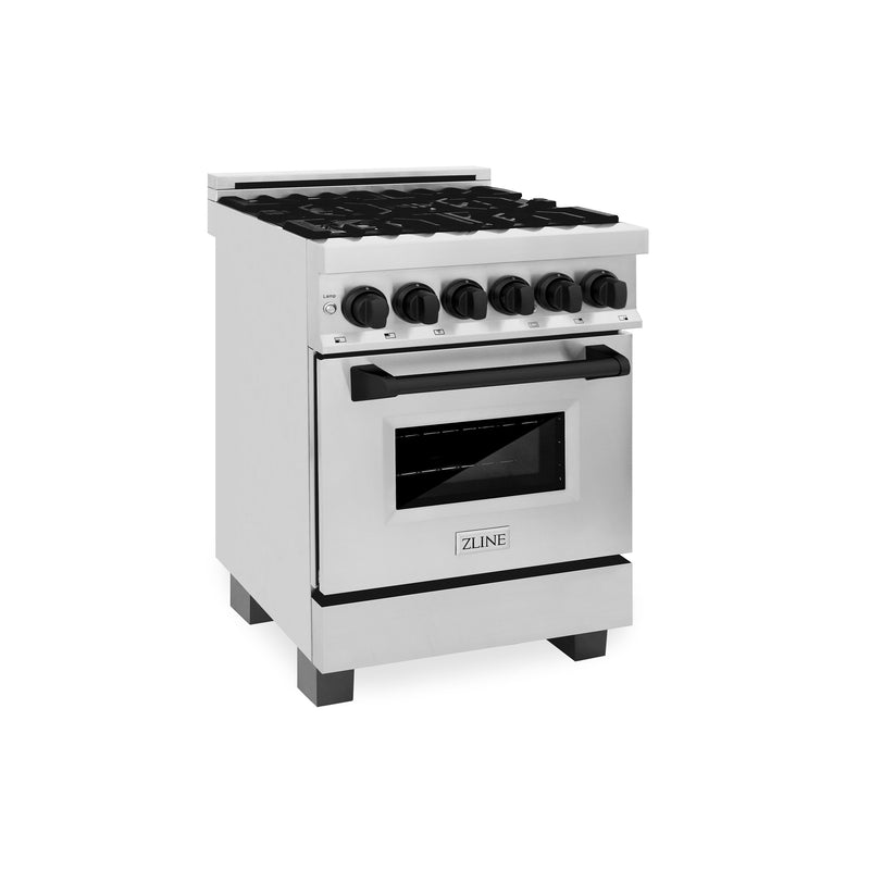 ZLINE Autograph Edition 24" 2.8 cu. ft. Dual Fuel Range with Gas Stove and Electric Oven in Stainless Steel with Accents (RAZ-24)