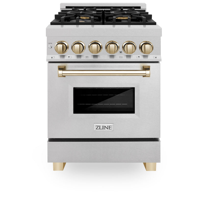 ZLINE Autograph Edition 24" 2.8 cu. ft. Dual Fuel Range with Gas Stove and Electric Oven in DuraSnow® Stainless Steel (RASZ-SN-24)