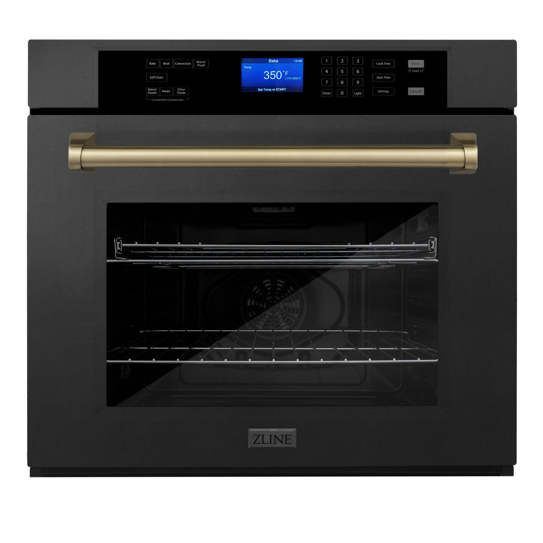 ZLINE 30" Autograph Edition Single Wall Oven with Self Clean and True Convection in Black Stainless Steel (AWSZ-30-BS)