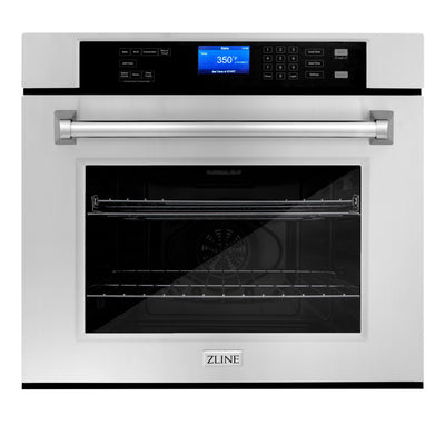 ZLINE Stainless Steel 24" Built-in Convection Microwave Oven and 30" Single Wall Oven with Self Clean (2KP-MW24-AWS30)