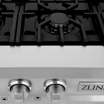 ZLINE Kitchen Package with 36" Stainless Steel Rangetop and 30" Double Wall Oven (2KP-RTAWD36)