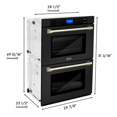 ZLINE 30" Autograph Edition Double Wall Oven with Self Clean and True Convection in Black Stainless Steel (AWDZ-30-BS)