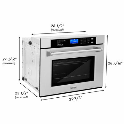 ZLINE Stainless Steel 30" Built-in Convection Microwave Oven and 30" Single Wall Oven with Self Clean (2KP-MW30-AWS30)