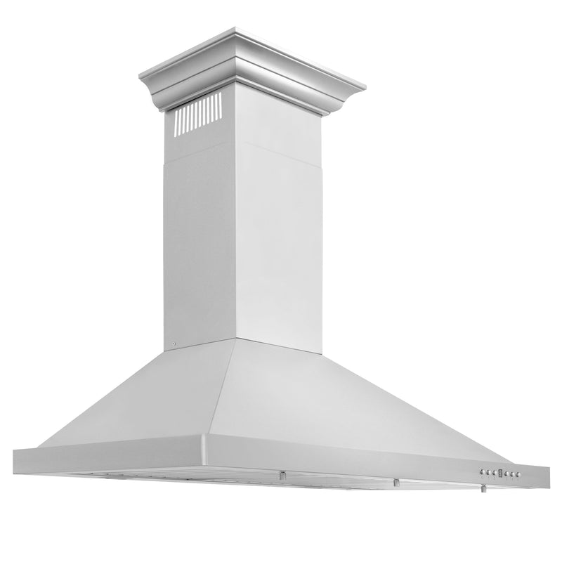 ZLINE Convertible Vent Wall Mount Range Hood in Stainless Steel with Crown Molding (KBCRN)