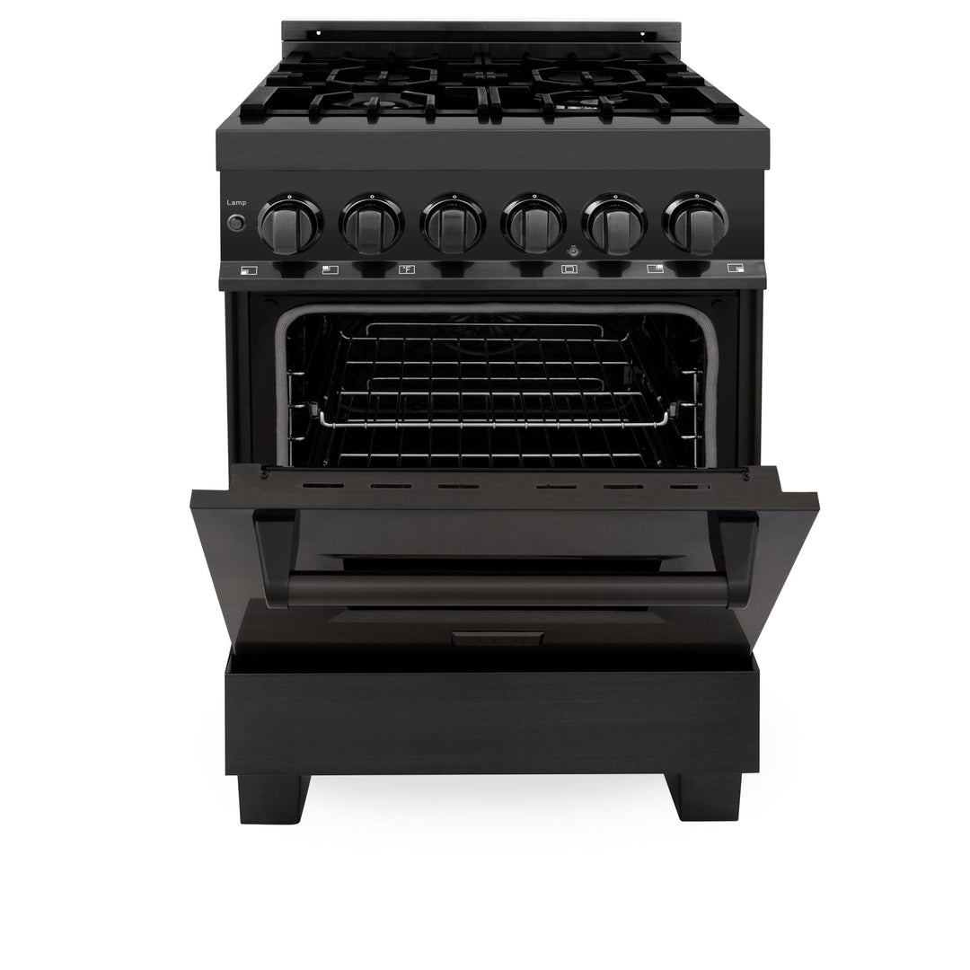 ZLINE 24" Professional Dual Fuel Range in Black Stainless Steel (RAB-24)