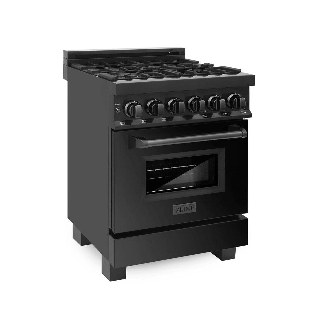 ZLINE 24" Professional Dual Fuel Range in Black Stainless Steel (RAB-24)