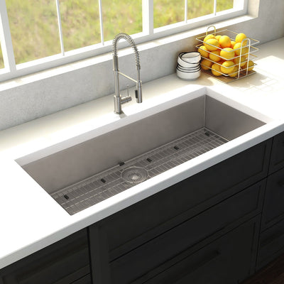 ZLINE 36" Meribel Undermount Single Bowl Kitchen Sink with Bottom Grid (SRS-36)