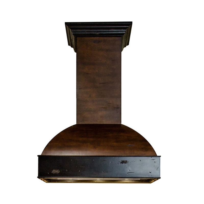 ZLINE 36" Wooden Wall Mount Range Hood in Antigua and Walnut - Includes Dual Remote Motor (369AW-RD-36)