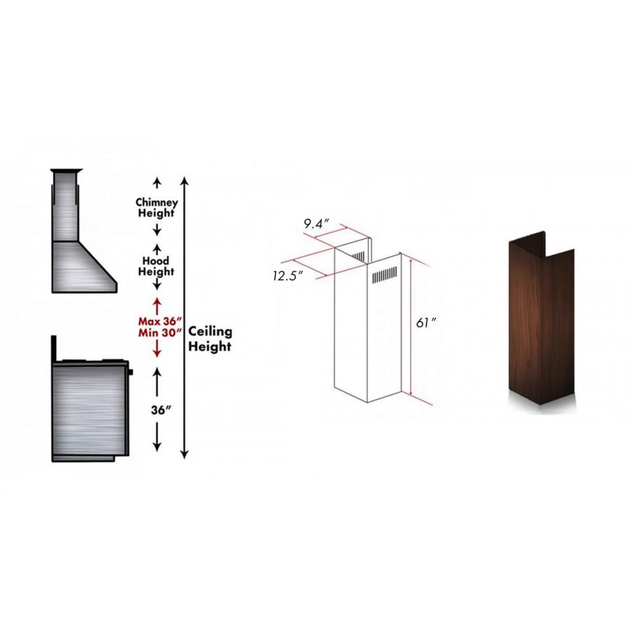 ZLINE Kitchen and Bath, ZLINE 61" Wooden Chimney Extension for Ceilings up to 12.5 ft. (KBRR-E), KBRR-E,