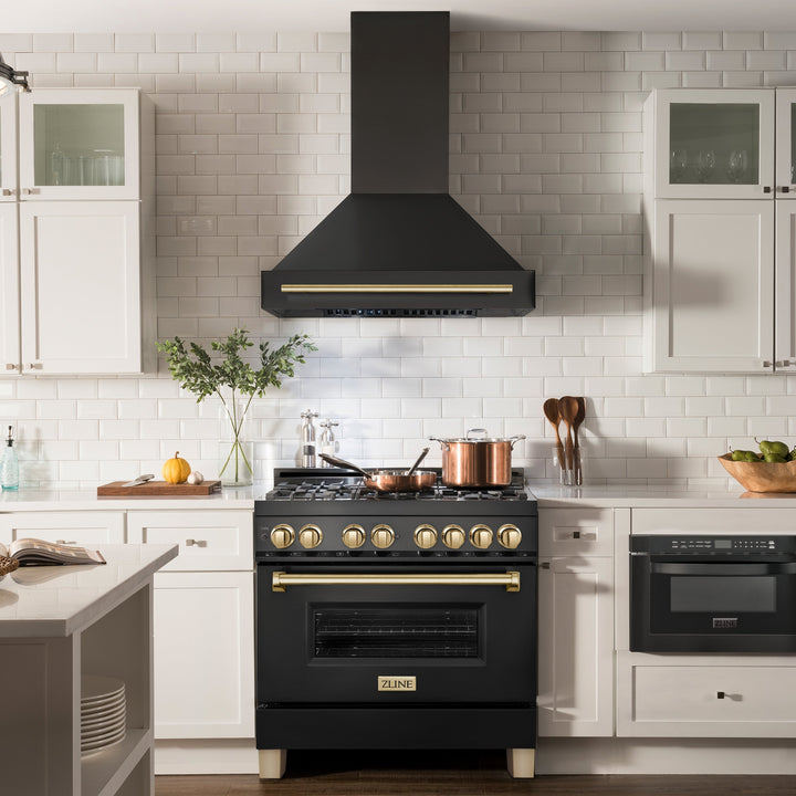 ZLINE 36" Black Stainless Steel Range Hood with Accent Handle (BS655Z-36)