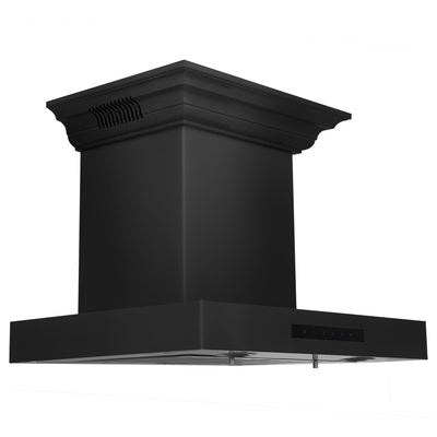 ZLINE Wall Mount Range Hood in Black Stainless Steel with Built-in CrownSound® Bluetooth Speakers (BSKENCRN-BT)