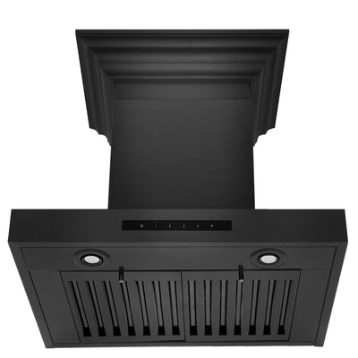 ZLINE Convertible Vent Wall Mount Range Hood in Black Stainless Steel with Crown Molding (BSKENCRN)