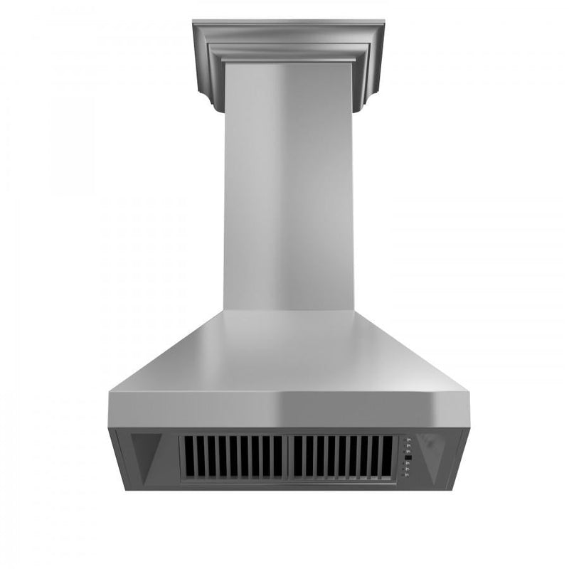 ZLINE Professional Convertible Vent Wall Mount Range Hood in Stainless Steel with Crown Molding (597CRN)