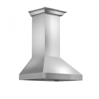 ZLINE Professional Convertible Vent Wall Mount Range Hood in Stainless Steel with Crown Molding (597CRN)
