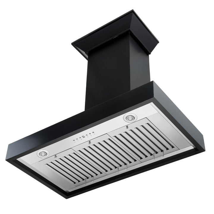ZLINE Ducted Wooden Wall Mount Range Hood in Black with Remote Motor (KBCC-RD)